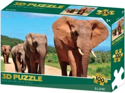 Puzzle 3D – éléphants, 100 pièces