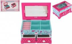 Boîte à bijoux en bois Princess avec 2 tiroirs et miroir