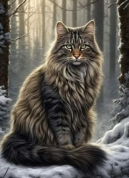 Peinture diamant Chat dans la forêt 30x40 cm