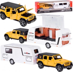 Voiture tout-terrain avec caravane avec lumières et sons 1:32 – jaune