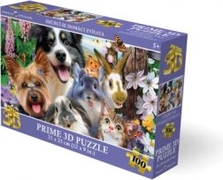 Puzzle 3D – animaux domestiques souriants, 100 pièces