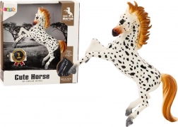 Figurine de cheval blanc à pois – cheval debout pour écurie et ferme