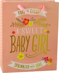 Sac cadeau de naissance pour petite fille 32 x 26 x 12 cm