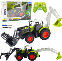 Tracteur RC 2-en-1 avec godet pivotant et pelle arrière, 2,4 GHz, échelle 1:24