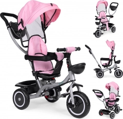 Tricycle enfant 2-en-1 avec siège pivotant et auvent pliable, rose ECOTOYS