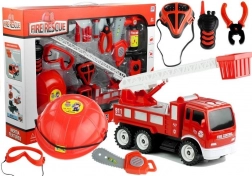 Set de pompiers pour enfants 14 pcs avec camion, casque, extincteur et scie