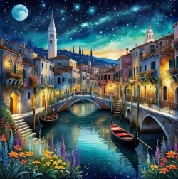 Peinture diamant Nocturne Venise 30x40 cm
