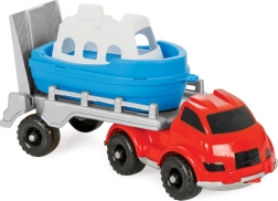 Camion-benne pour le sable avec bateau