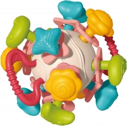 Balle hochet sensorielle souple 4-en-1 WOOPIE – jouet sensoriel et anneau de dentition pour bébés