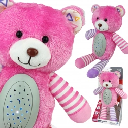 Veilleuse en peluche – ourson rose avec projecteur 2-en-1, 10 berceuses WOOPIE