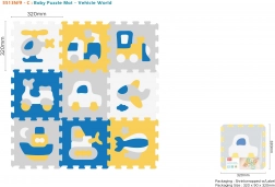 Tapis puzzle en mousse avec moyens de transport, 9 pcs, EVA, assemblage 3D pour enfants 10m+