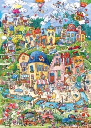 puzzle heye happy town : bonjour ! 1000 pièces