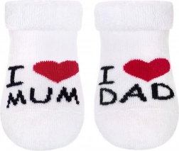 Chaussettes bébé en éponge blanches I Love Mum and Dad