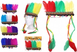 Coiffe indienne avec plumes colorées