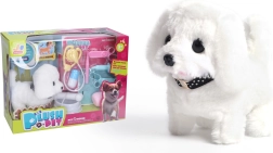 Chien en peluche blanc qui marche 15 cm