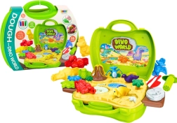 pâte à modeler monde des dinosaures dans une valisette – moules et outils, vert