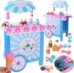 Stand de crème glacée en bois pastel pour enfants avec accessoires