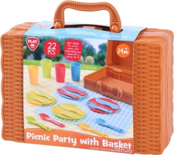 Panier de pique-nique avec vaisselle pour enfants, 22 pièces