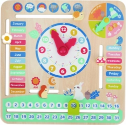 Calendrier éducatif en bois avec horloge pour enfants