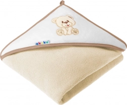 Serviette à capuche pour enfant AKUKU beige avec ourson 100 × 100 cm