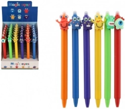 Stylo effaçable avec motifs monstrueux 15 cm, plastique, assortiment de couleurs