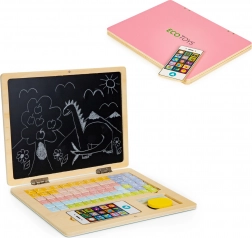 Ordinateur portable éducatif magnétique en bois avec téléphone et lettres ECO TOYS