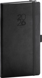 Agenda de poche noir élégant avec élastique et boucle pour stylo Aprint 2026