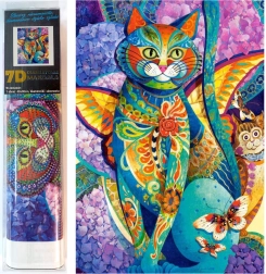 Peinture diamant Chat parmi les fleurs 30 × 40 cm
