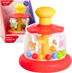Manège interactif type babka avec billes pour bébé rouge