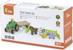 Tracteur en bois avec animaux de ferme Viga Toys