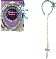 Kit beauté de carnaval – serre-tête avec longue tresse blonde et flocon bleu