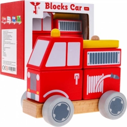 Petite voiture de pompier en bois – puzzle pour enfants