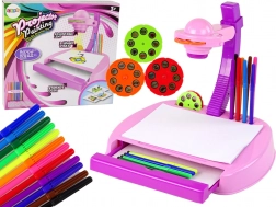 Projecteur de dessin pour enfants rose avec feutres et espace de rangement