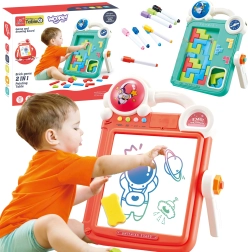 Woopie tableau double face pour dessiner et jeu Tetris 2‑en‑1, orange