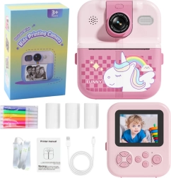 Appareil photo pour enfants avec impression instantanée Licorne Rose