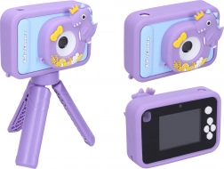Appareil photo numérique pour enfants avec étui en silicone dinosaure et trépied, 48 Mpx, vidéo Full HD