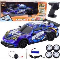 Voiture RC de sport avec carrosserie rétroéclairée et drift – bleu