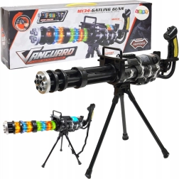 Mitrailleuse rotative type Gatling pour enfants sur trépied avec lumière, son et vibrations – noire