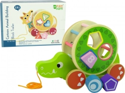 Jouet à tirer en bois crocodile avec trieur de formes