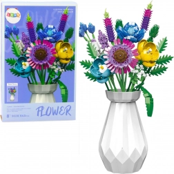 Kit bouquet de fleurs dans un vase blanc – 543 pièces