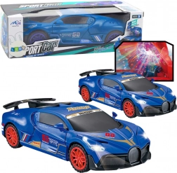 Voiture de sport interactive avec capteur d’obstacles, boule LED et rotation à 360°, bleu