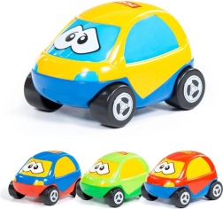 Petite voiture en plastique avec des yeux pour tout-petits