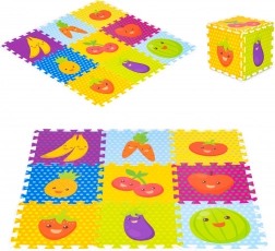 Tapis de jeu en mousse pour enfants IPLAY - puzzle fruits et légumes 9 pièces 86x86 cm