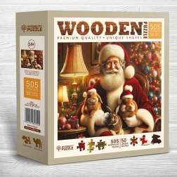 WOODEN CITY Puzzle en bois Les lapins du Père Noël 505 pièces
