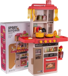 Cuisine interactive pour enfants avec vapeur, lumières et sons, 50 pièces – Rose