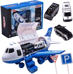 Avion de transport de police WOOPIE avec voitures et panneaux de signalisation