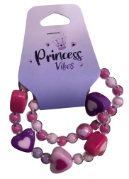 PINK lot de bracelets en perles avec cœurs, 2 pcs