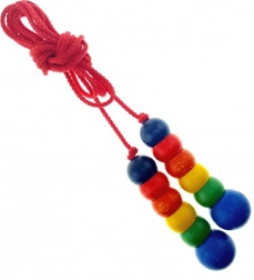 Corde à sauter multicolore HESS avec poignées en bois 2,3 m