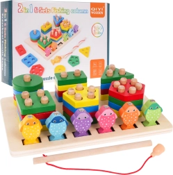 Jouet éducatif en bois 2-en-1 pour enfants 3+ – puzzle sensoriel et pêche magnétique aux poissons