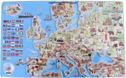 Woody Carte magnétique de l’Europe avec images et jeu de société, 3 en 1